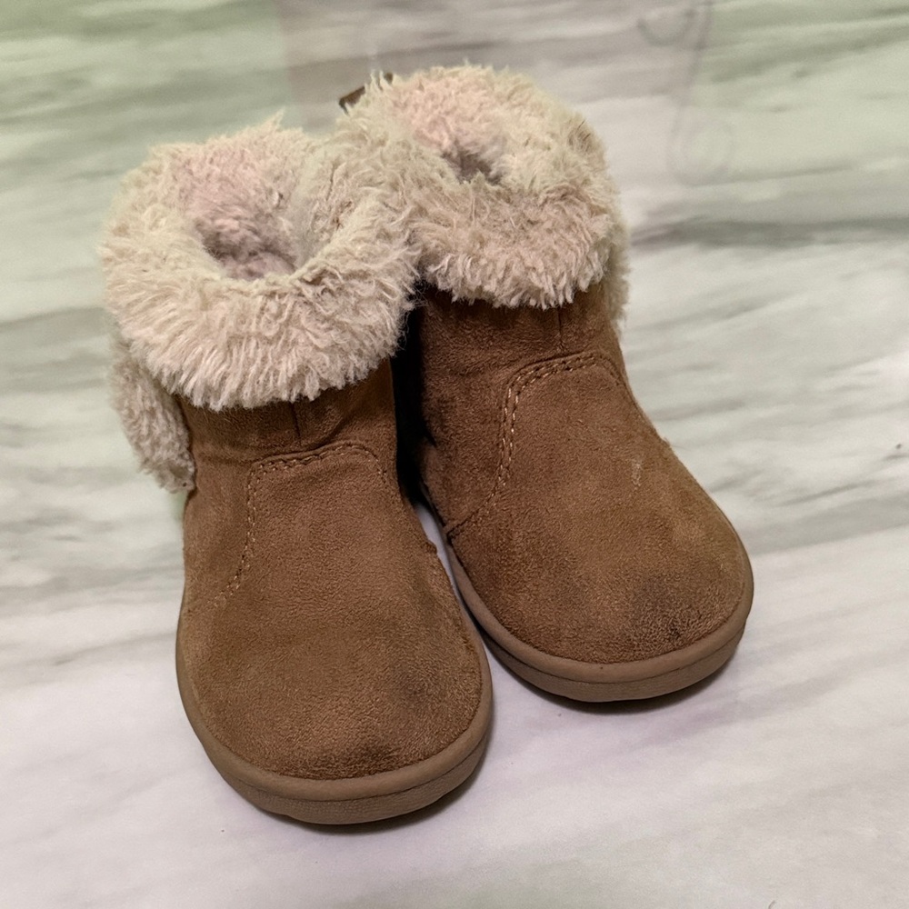 Cozy Tan Suede Baby Boots